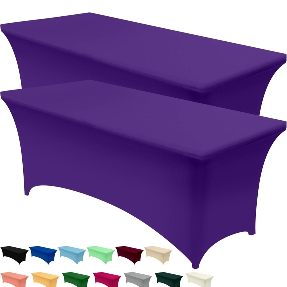 Purple Stretch Tablecloth Pair - Fitted Spandex Banquet Covers